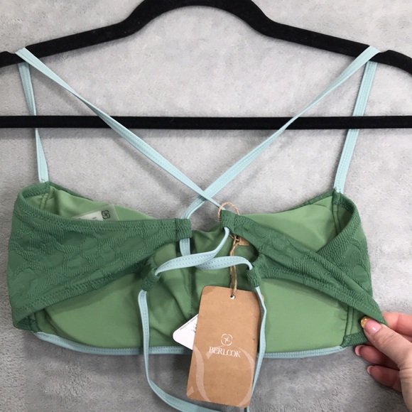 Berlook Dark Green Jacquard X Cross Bikini with matching cheeky bottom L - Picture 9 of 11